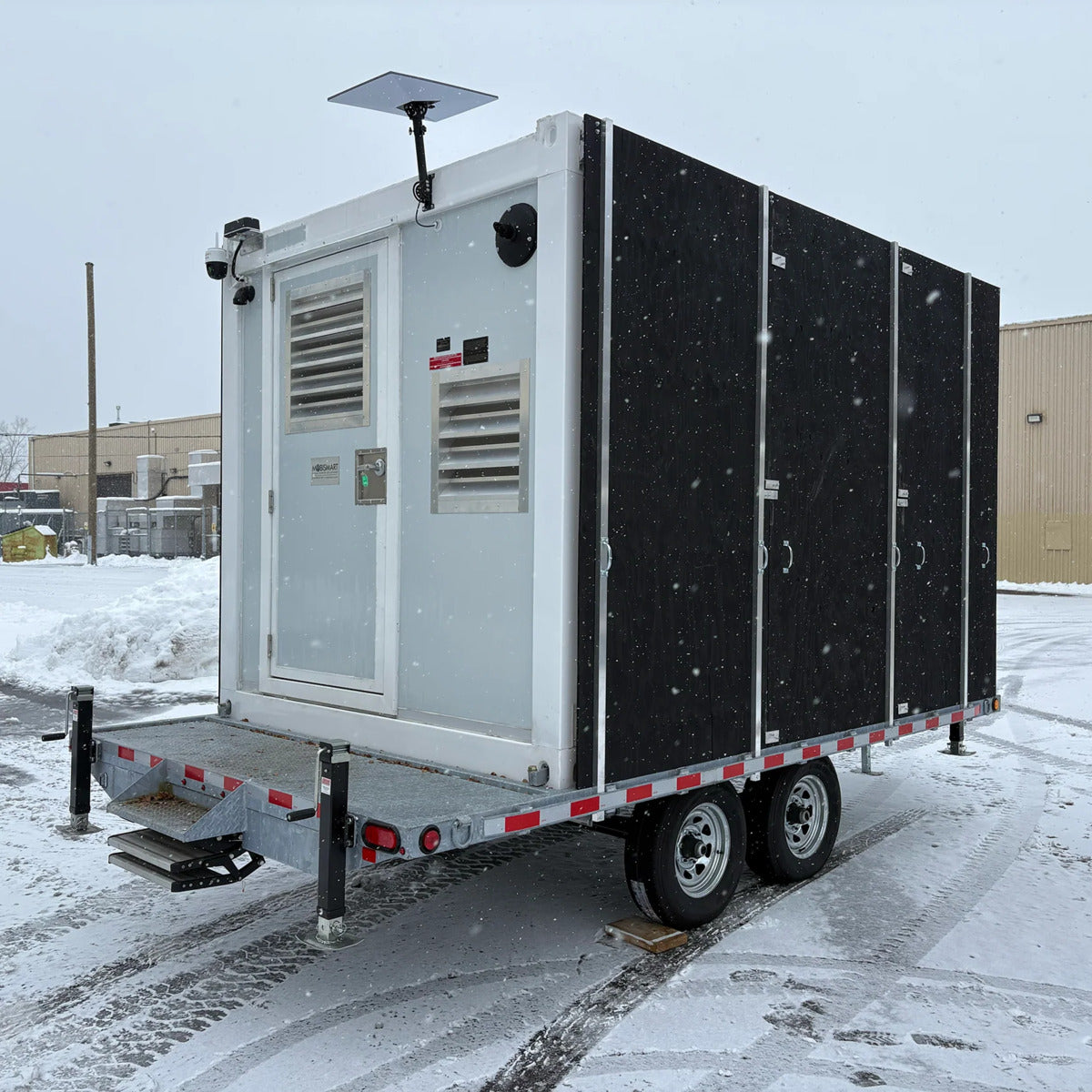 Li-Cube Power12 trailer-mounted mobile power unit deployed outdoors in snowy conditions